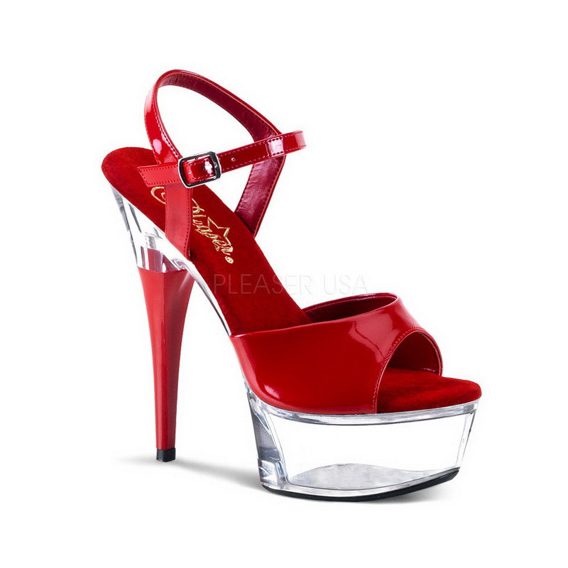 Red Transparent 15 cm CAPTIVA-609 High Heels Platform