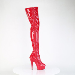 Red 15 cm DELIGHT-4000 Vinyl crotch high overknee boots
