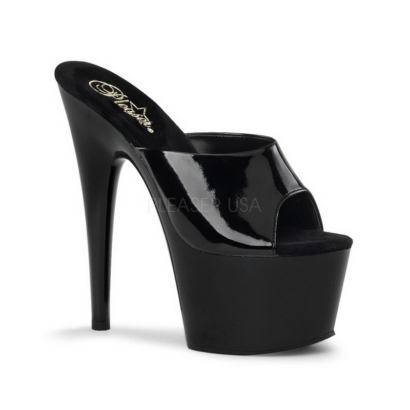 Black Shiny 18 cm ADORE-701 Platform High Mules