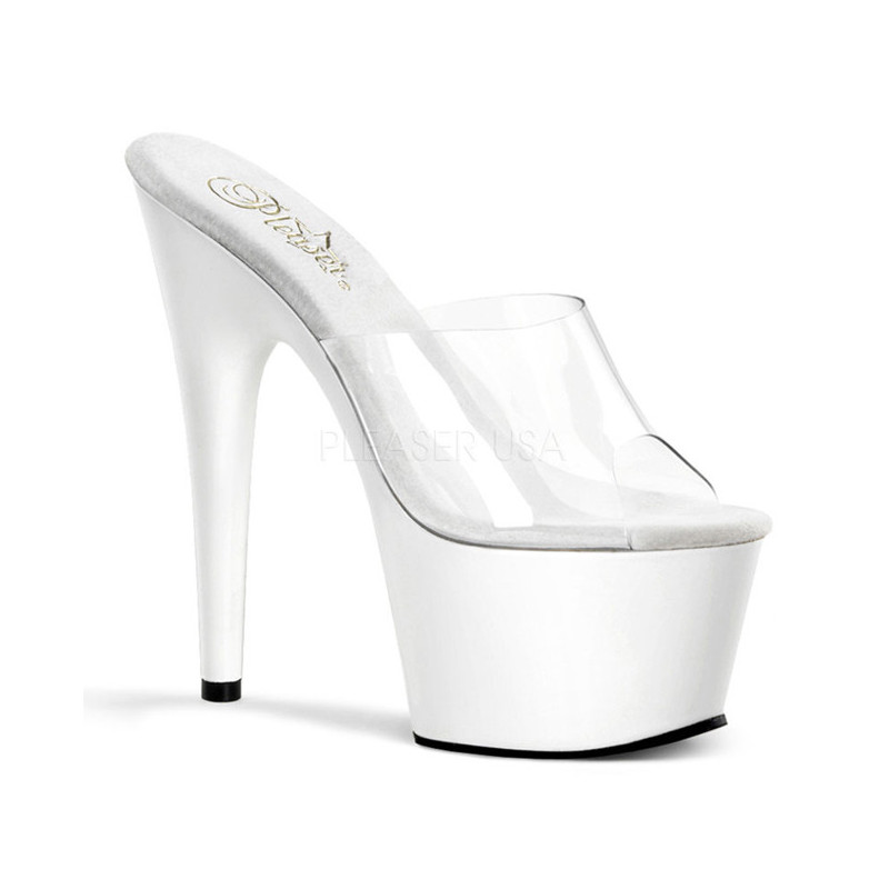 White Transparent 18 cm ADORE-701 Platform High Mules
