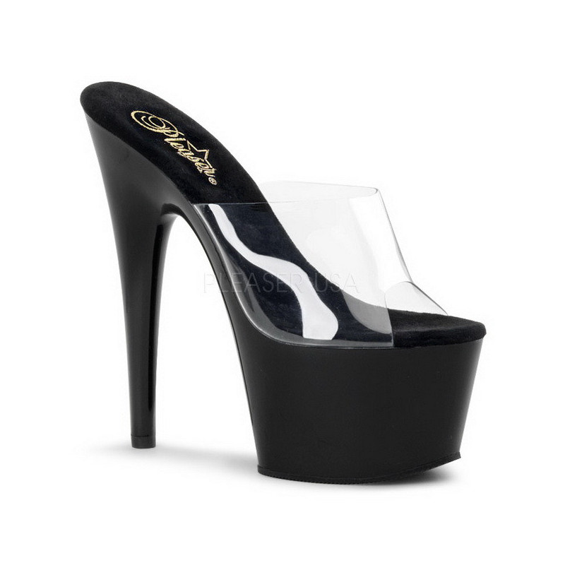 Black Transparent 18 cm ADORE-701 Platform High Mules