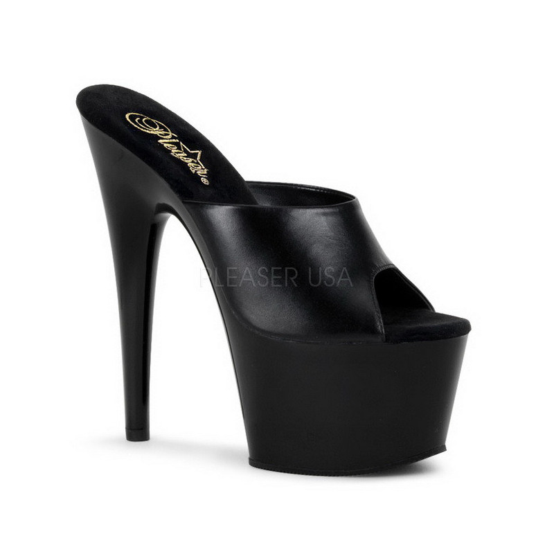 Black Leather 18 cm ADORE-701 Platform High Mules