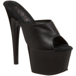 Nero Pelle 18 cm ADORE-701 Plateau Mules Alte