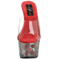 Red Transparent 18 cm ADORE-701FL Platform High Mules