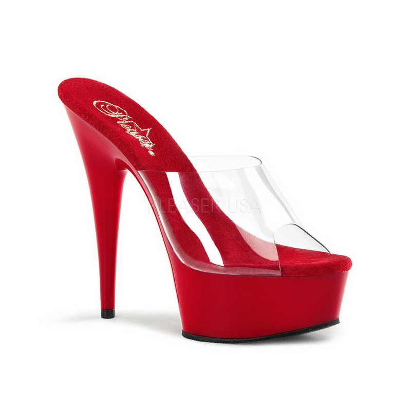 Red Transparent 15,5 cm DELIGHT-601 Platform High Mules