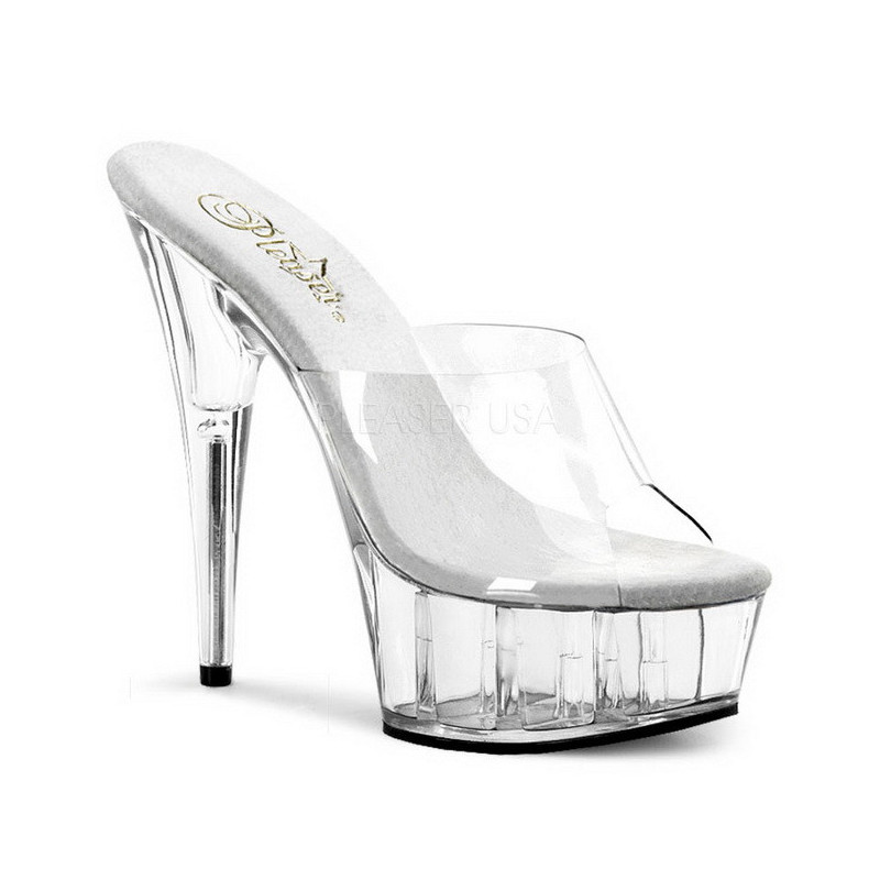 Transparent 15,5 cm Pleaser DELIGHT-601 Platform Mules Shoes