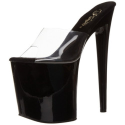 Nero Trasparente 20 cm FLAMINGO-801 Pantofole Tacco Alto Donna