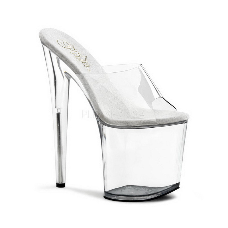 Transparent 20 cm FLAMINGO-801 Platform High Heel Mules