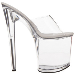 Transparent 20 cm FLAMINGO-801 Platform High Heel Mules