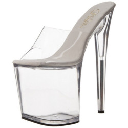 Transparent 20 cm FLAMINGO-801 Platform High Heel Mules