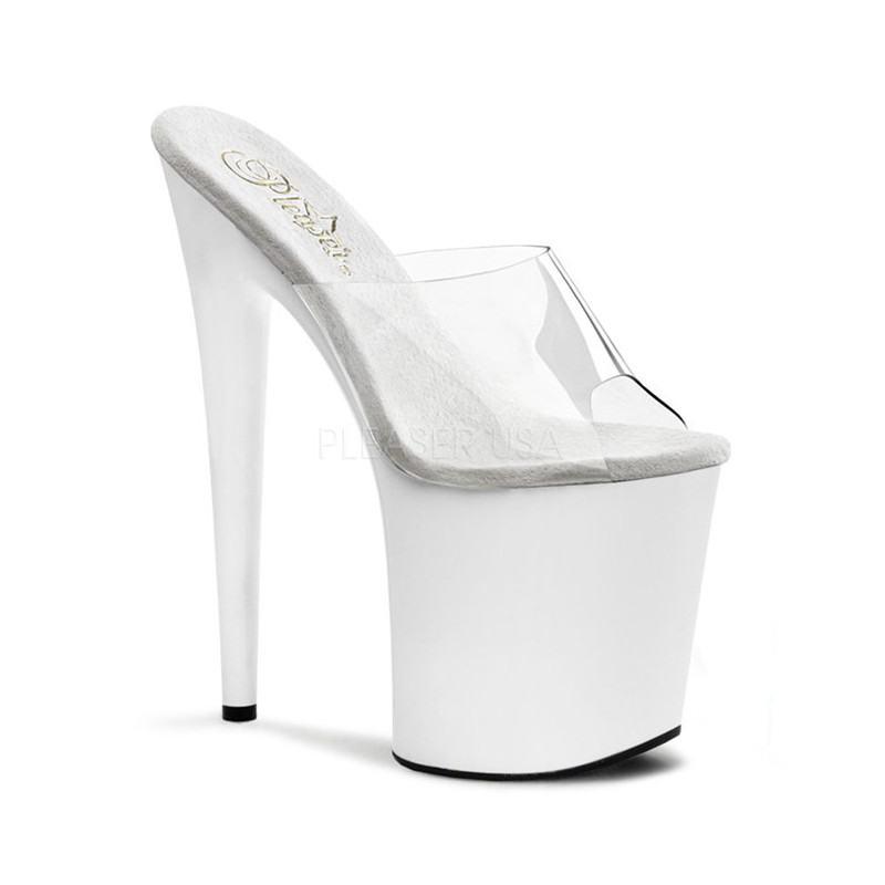 Bianco Trasparente 20 cm FLAMINGO-801 Pantofole Tacco Alto Donna