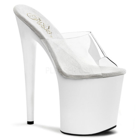 White Transparent 20 cm FLAMINGO-801 Platform High Heel Mules