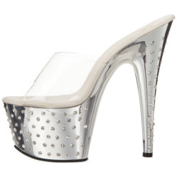 Silver Rhinestone Platform 18 cm STARDUST-701 Women Mules Shoes