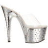 Argento Strass Platform 18 cm STARDUST-701 Ciabattina Tacchi Alti