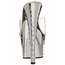 Argento Strass Platform 18 cm STARDUST-701 Ciabattina Tacchi Alti