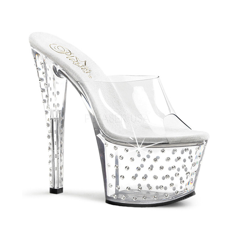 Clear Rhinestone Platform 18 cm STARDUST-701 Women Mules Shoes