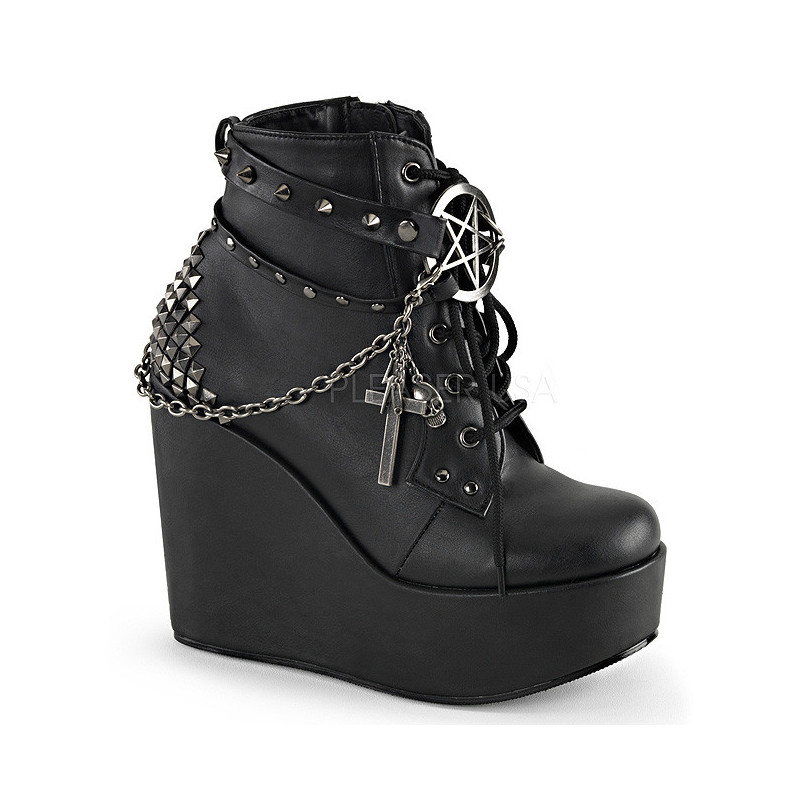 Leatherette 13 cm POISON-101 lolita ankle boots goth wedge platform