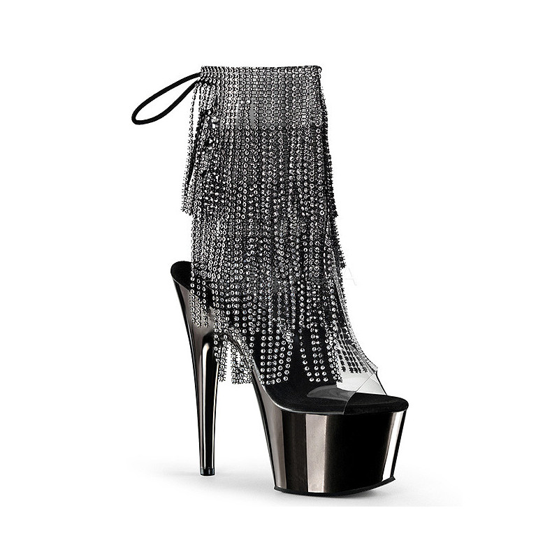 Gray 18 cm ADORE-1017RSF womens fringe ankle boots high heels