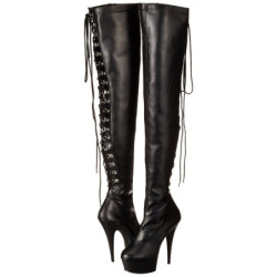 Black Leatherette 15,5 cm DELIGHT-3063 Platform Thigh High Boots