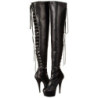 Black Leatherette 15,5 cm DELIGHT-3063 Platform Thigh High Boots