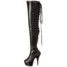 Black Leatherette 15,5 cm DELIGHT-3063 Platform Thigh High Boots