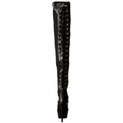 Black Leatherette 15,5 cm DELIGHT-3063 Platform Thigh High Boots