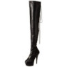 Black Leatherette 15,5 cm DELIGHT-3063 Platform Thigh High Boots