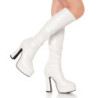 White platform boots vinyl 13 cm - 70s years abba disco chunky kneeboots