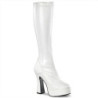 White platform boots vinyl 13 cm - 70s years abba disco chunky kneeboots