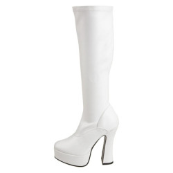White platform boots vinyl 13 cm - 70s years abba disco chunky kneeboots