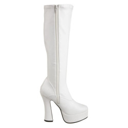 White platform boots vinyl 13 cm - 70s years abba disco chunky kneeboots