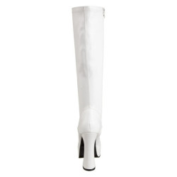 White platform boots vinyl 13 cm - 70s years abba disco chunky kneeboots
