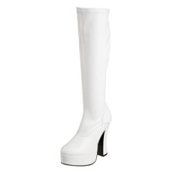 White platform boots vinyl 13 cm - 70s years abba disco chunky kneeboots