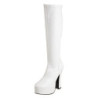 White platform boots vinyl 13 cm - 70s years abba disco chunky kneeboots