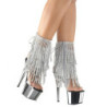 Silver 18 cm ADORE-1017RSF womens fringe ankle boots high heels