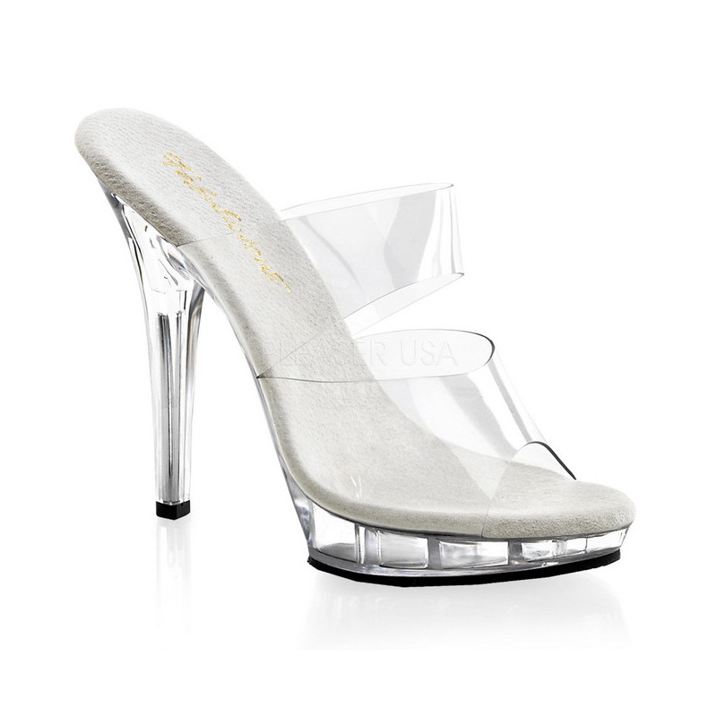 Transparent 13 cm Fabulicious LIP-102 Platform High Heel Mules