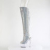 Rhinestones ADORE 18 cm open toe thigh high boots with laces high heels