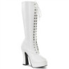 White platform boots lace up vinyl 13 cm - 70s years abba disco kneeboots