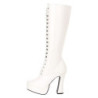 White platform boots lace up vinyl 13 cm - 70s years abba disco kneeboots