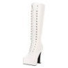 White platform boots lace up vinyl 13 cm - 70s years abba disco kneeboots