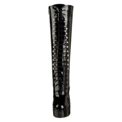 Stivali stringati e plateau anni 70 vernice nera 10 cm disco abba stivali tacchetti