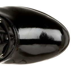 Stivali stringati e plateau anni 70 vernice nera 10 cm disco abba stivali tacchetti