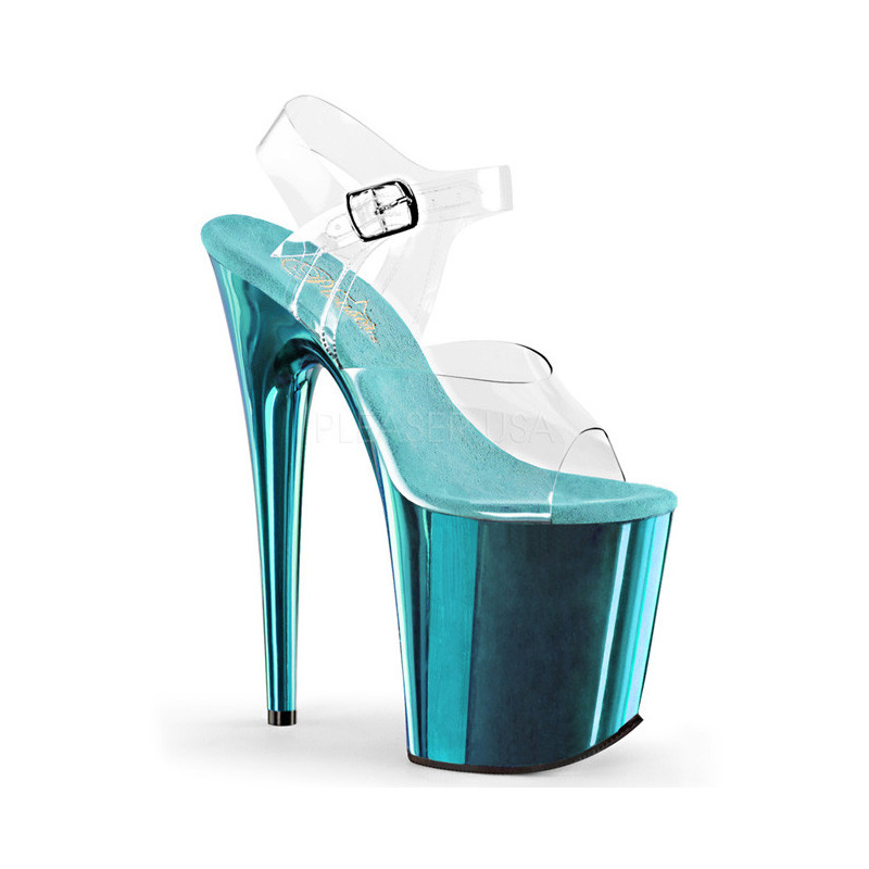 Turquoise 20 cm FLAMINGO-808 Chrome Platform High Heels