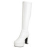White platform boots patent 13 cm - 70s years abba disco chunky kneeboots