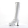 White platform boots patent 13 cm - 70s years abba disco chunky kneeboots