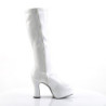 White platform boots patent 13 cm - 70s years abba disco chunky kneeboots