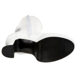 White platform boots patent 13 cm - 70s years abba disco chunky kneeboots