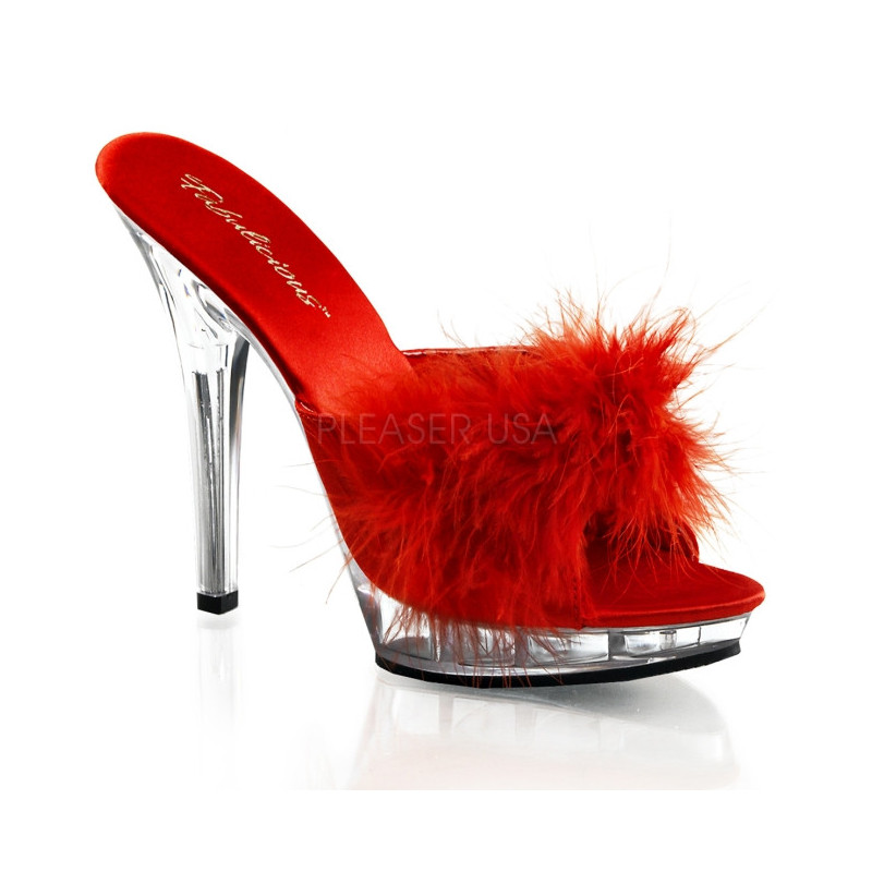 Rosso Trasparente 13 cm Fabulicious LIP-101-8 Plateau Mules Alte