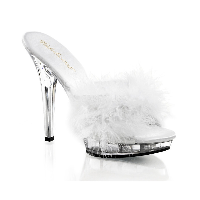 White Transparent 13 cm LIP-101-8 Plateau Women Mules Shoes