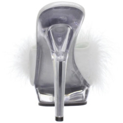 White Transparent 13 cm LIP-101-8 Plateau Women Mules Shoes